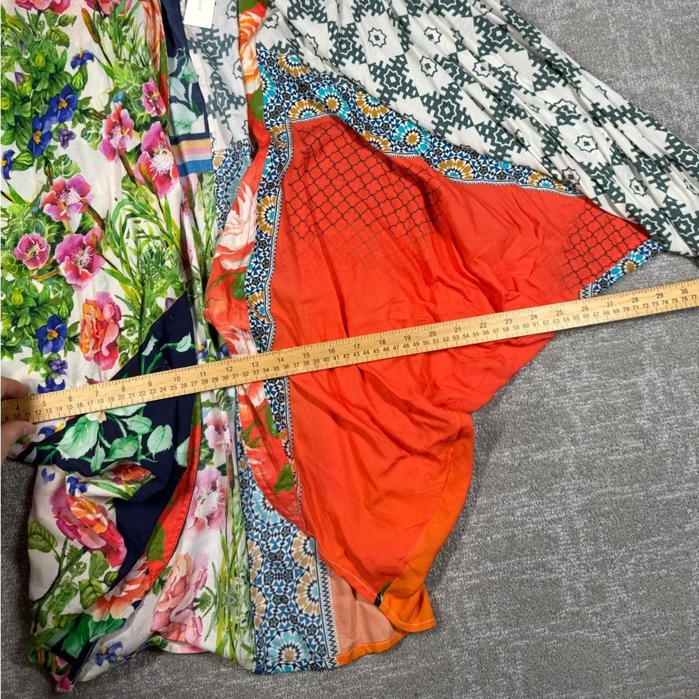 Anthropologie Dylan Batwing Multicolor Floral Geometric Print Cocoon Kimono NWT - Picture 3 of 6